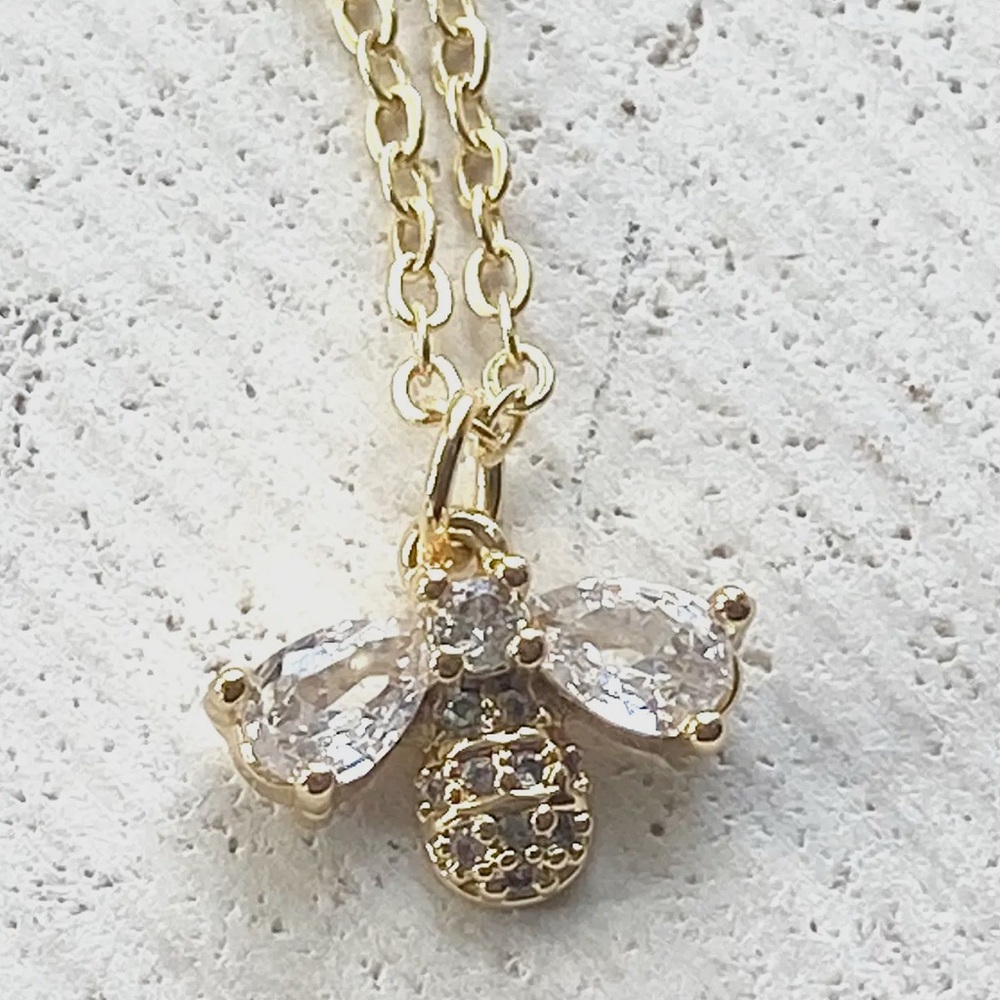 Gold Bee Pendant Necklace